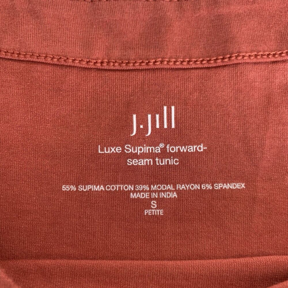 J Jill Luxe Supima Forward-Seam Tunic‎ Top Women S Petite Long Sleeve Stretch - Picture 5 of 8